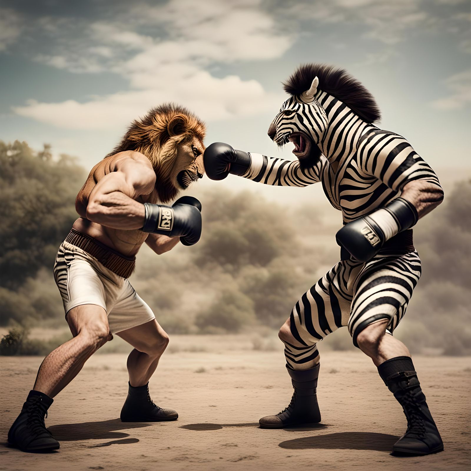 Zebra Boxer vs Lion: Cinematic Anime Fight