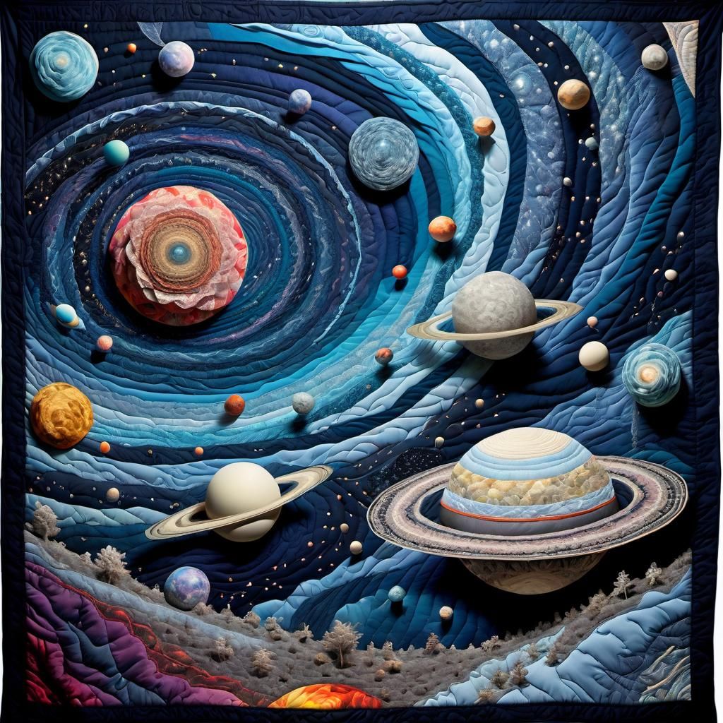 Surreal Universe Photo as Textile Art Quilt