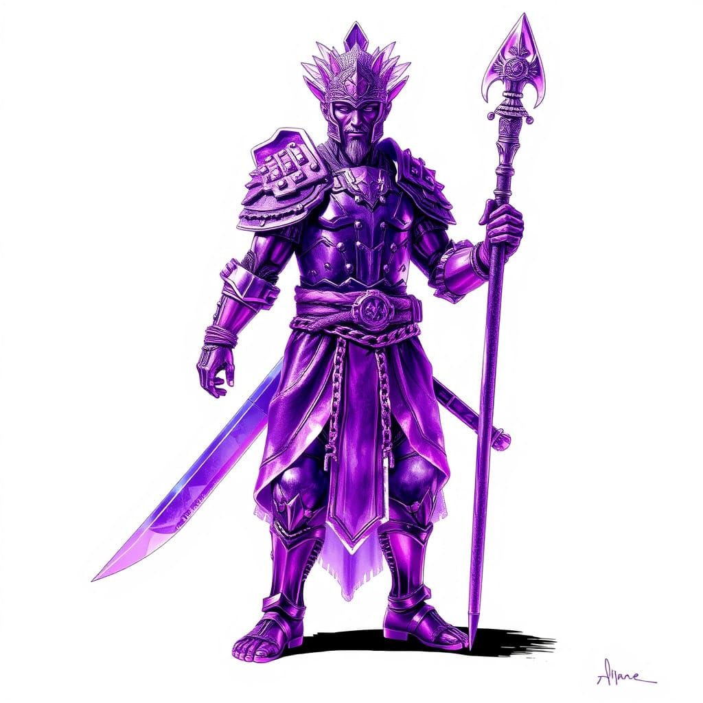 Ethereal Warrior Made from Vibrant Purple Crystal