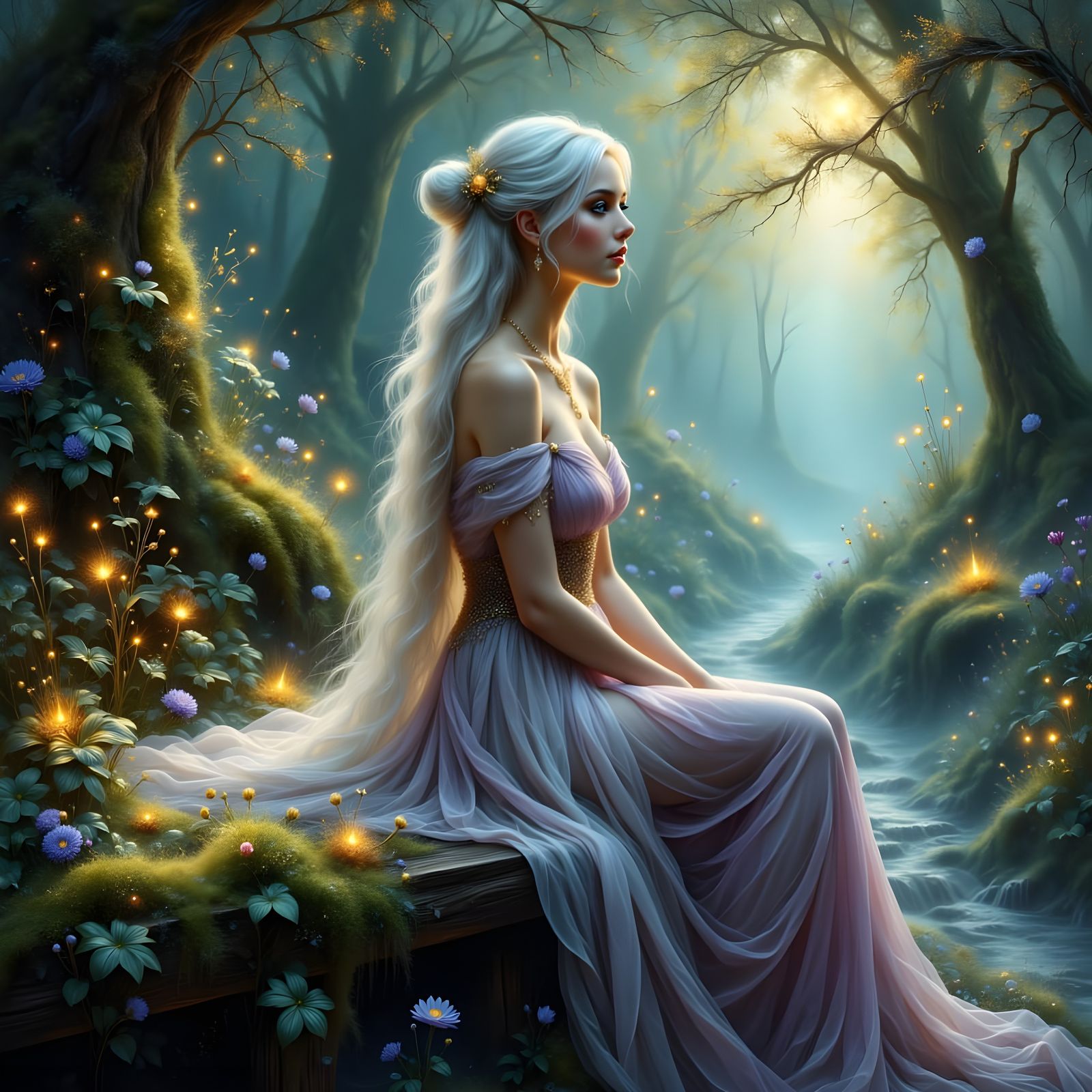 Mystical Norse Goddess in Enchanted Forest