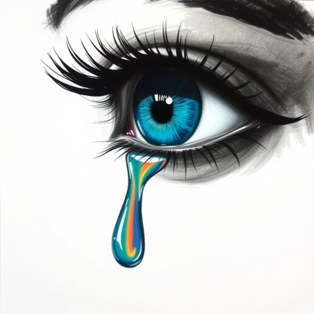 Detailed Eye Drawing with Turquoise Iris