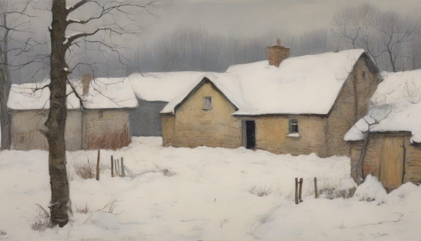 Winter Landscape Inspired by Art Nouveau Masters