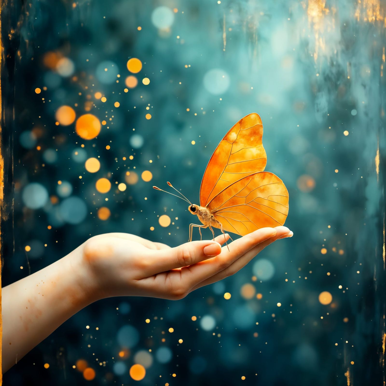 In the palm of a hand, a golden whisper of hope. So fragile,...