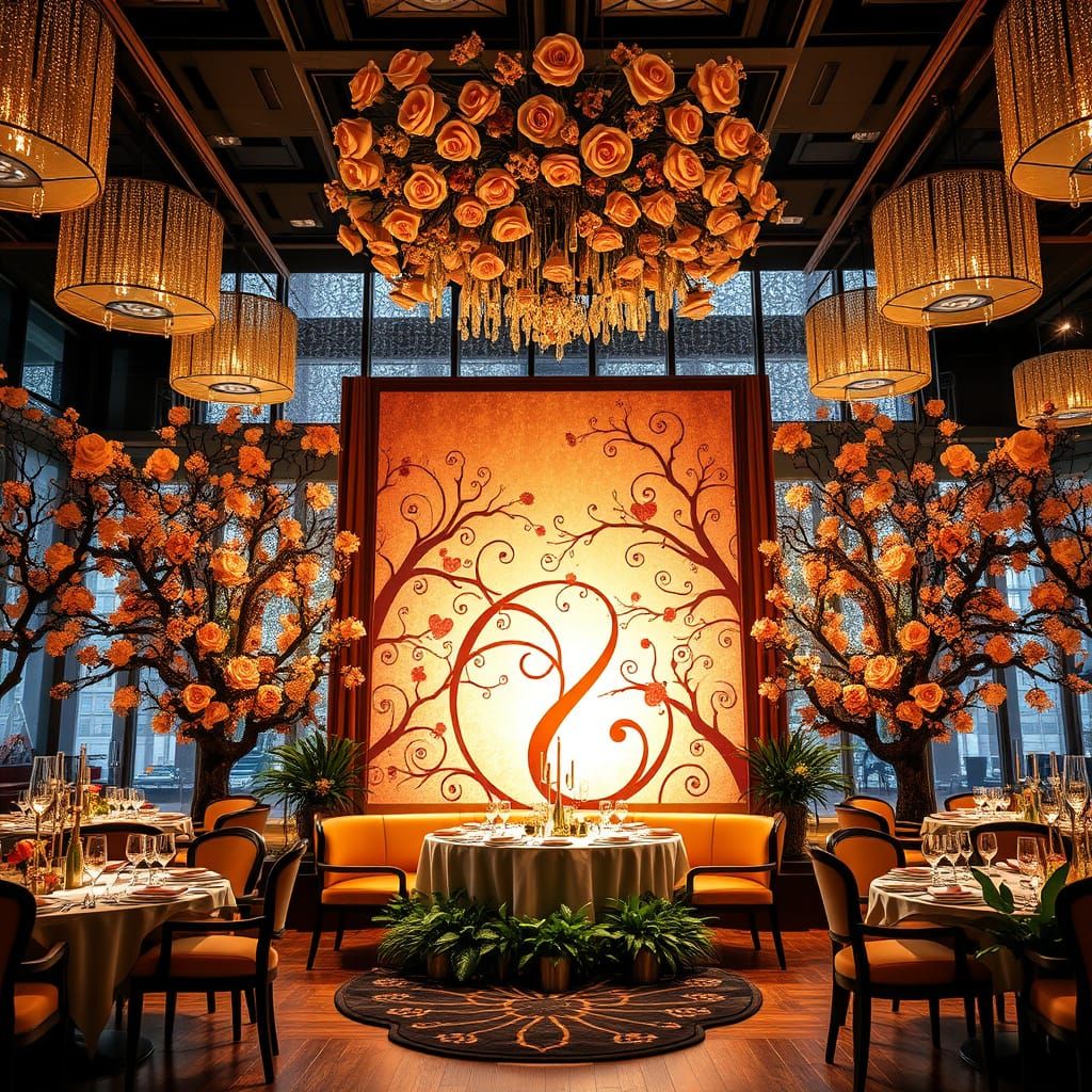 Elegant Art Deco Party Scene with Golden Luxury