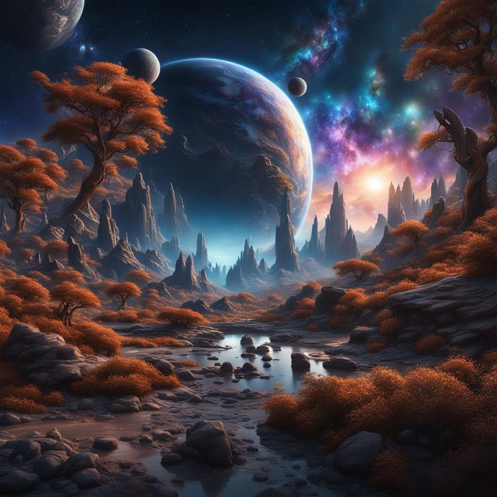Mystical Alien Landscape in Hyperrealistic Detail