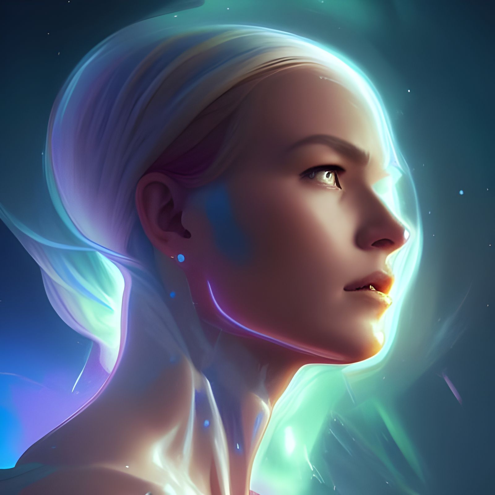 Aurora Borealis and Lightning Portrait in Artgerm Style