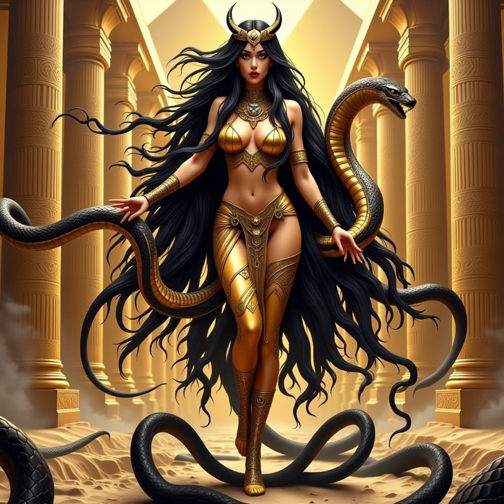 Egyptian Queenpin Supervillain in Anime Style