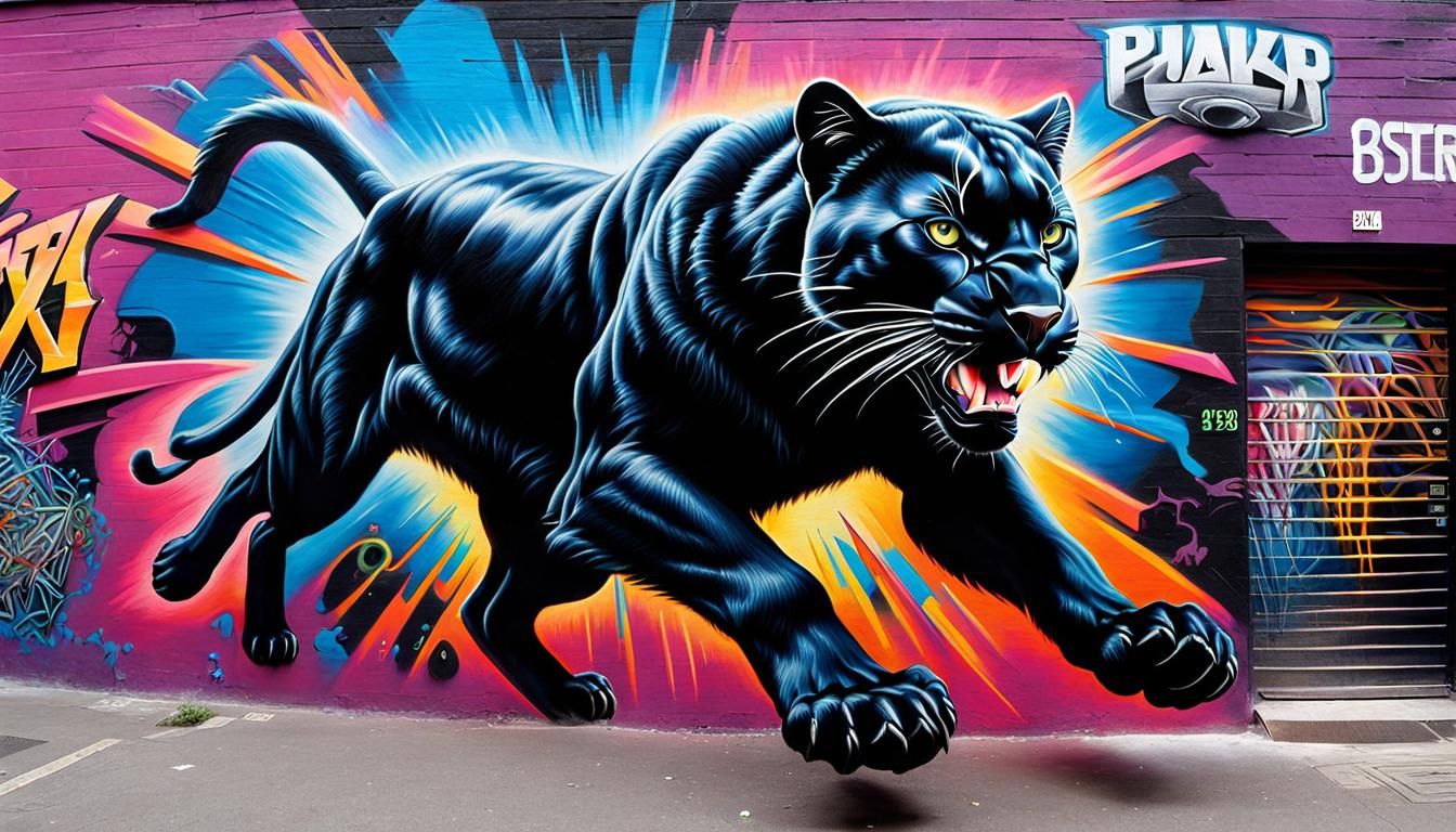 Black Panther Graffiti: Hyperrealistic 3D Street Art