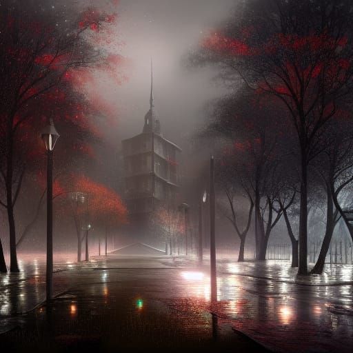 Gloomy Rainy Night in Poland: Matte Painting