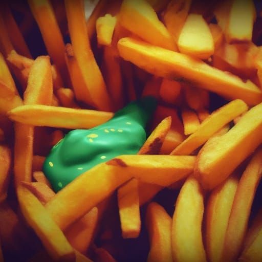 Hyperrealistic Fries: Colorful Splash Art