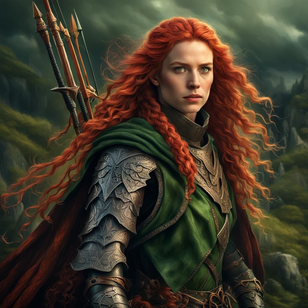 Hyperrealistic Woman Ranger with Bow and Arrow