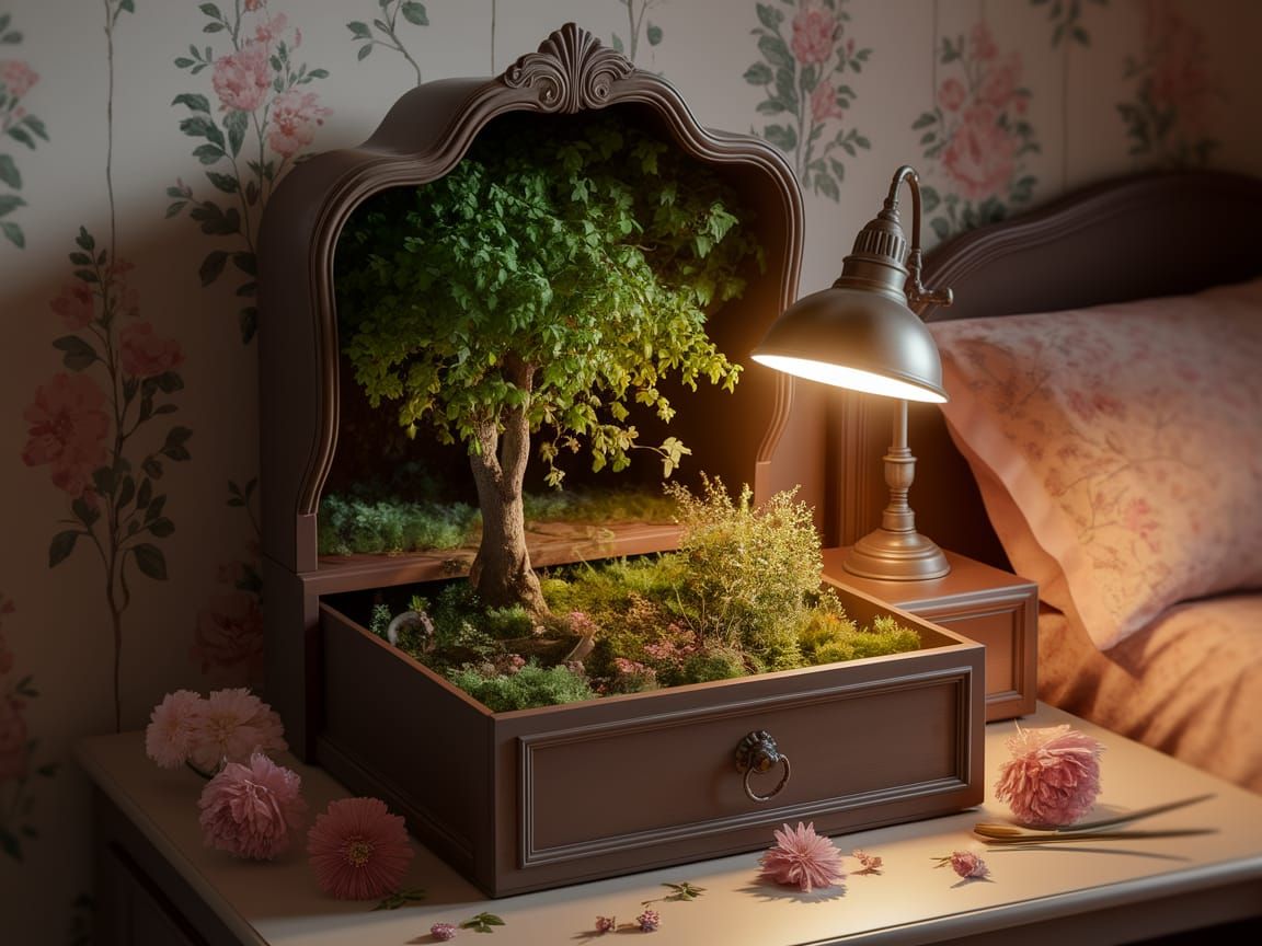 Miniature Forest Thrives in Antique Drawer