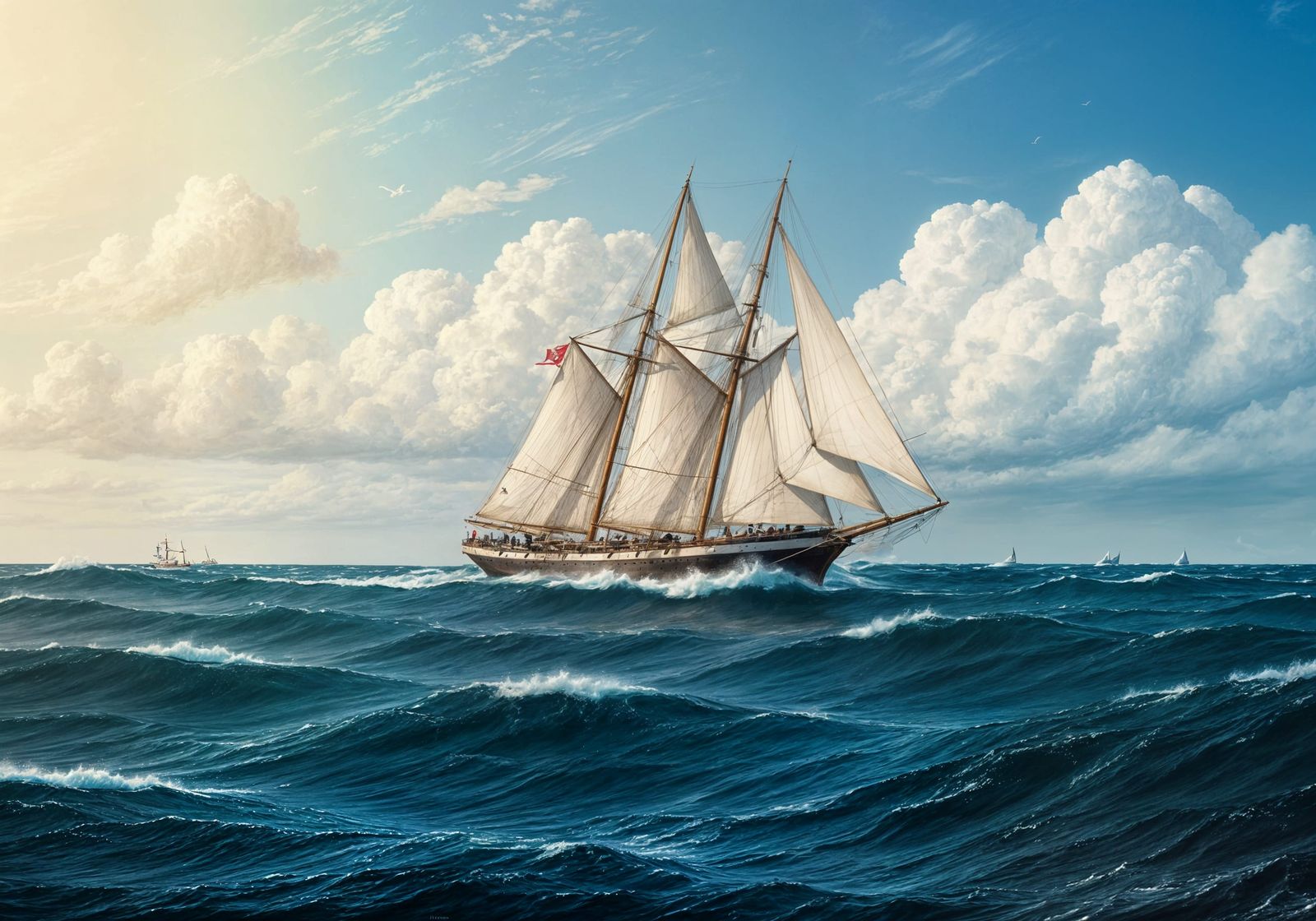 Schooner in Heavy Seas Oil Painting