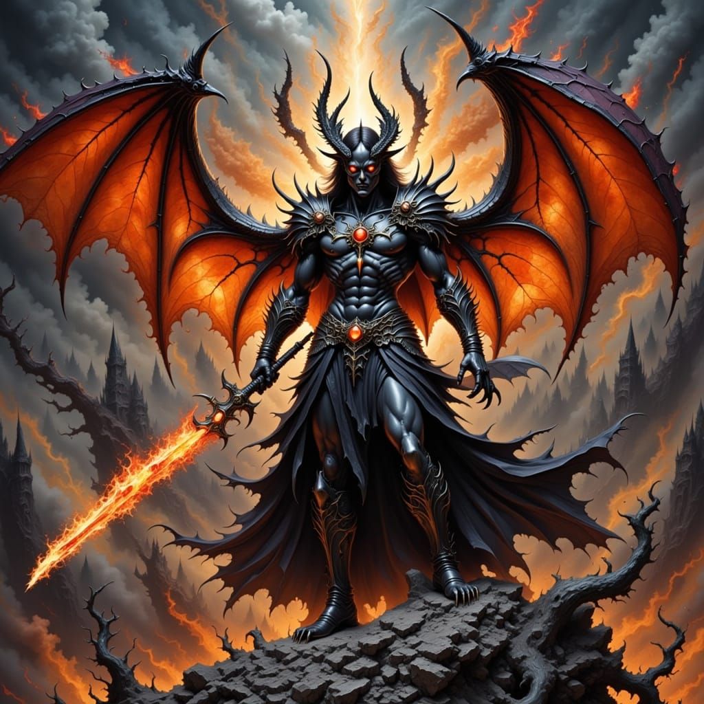 Avenging Demon Wielding Flaming Sword