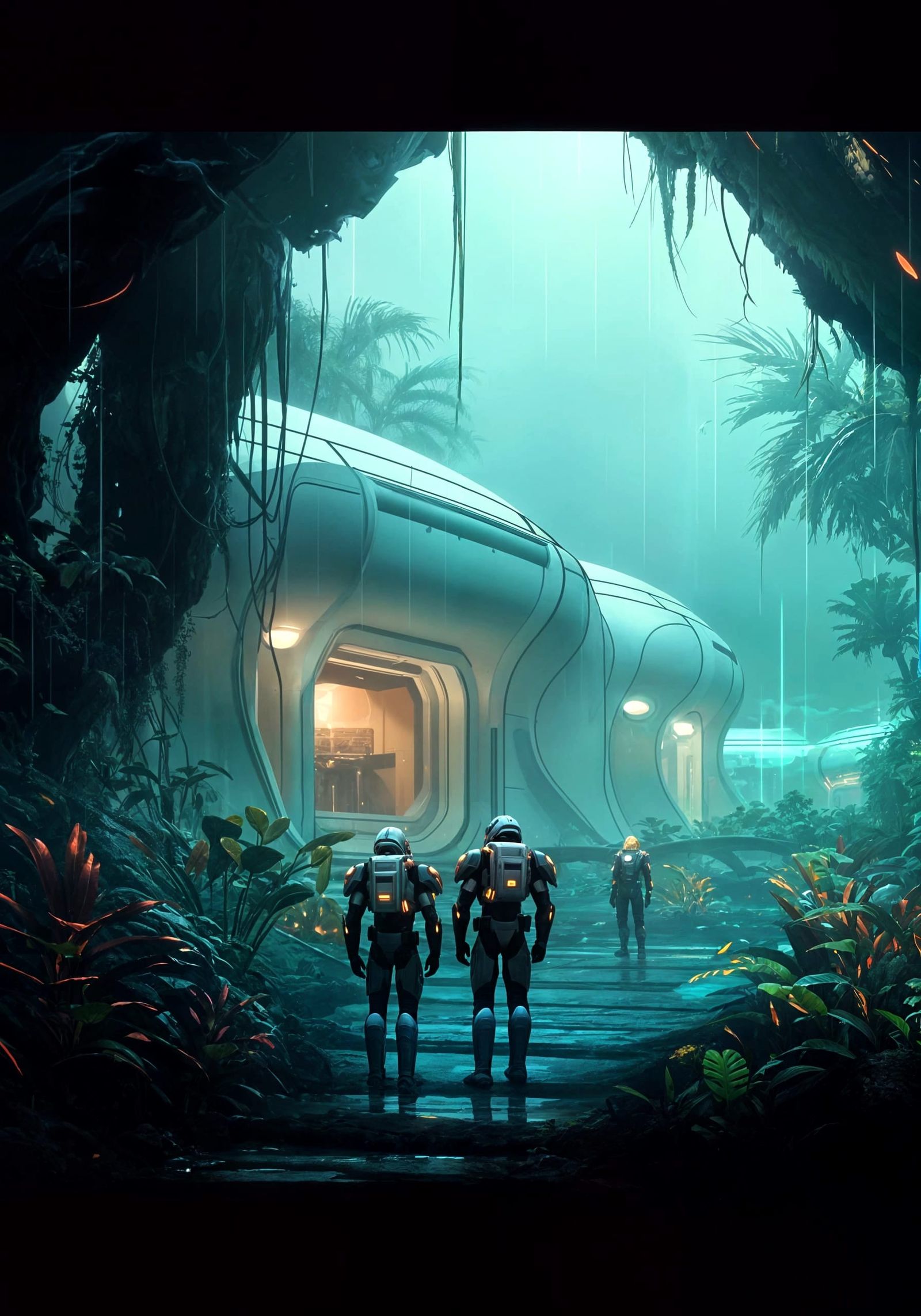 Lush Tropical Planet Settlement in Phantasy Star Online Styl...