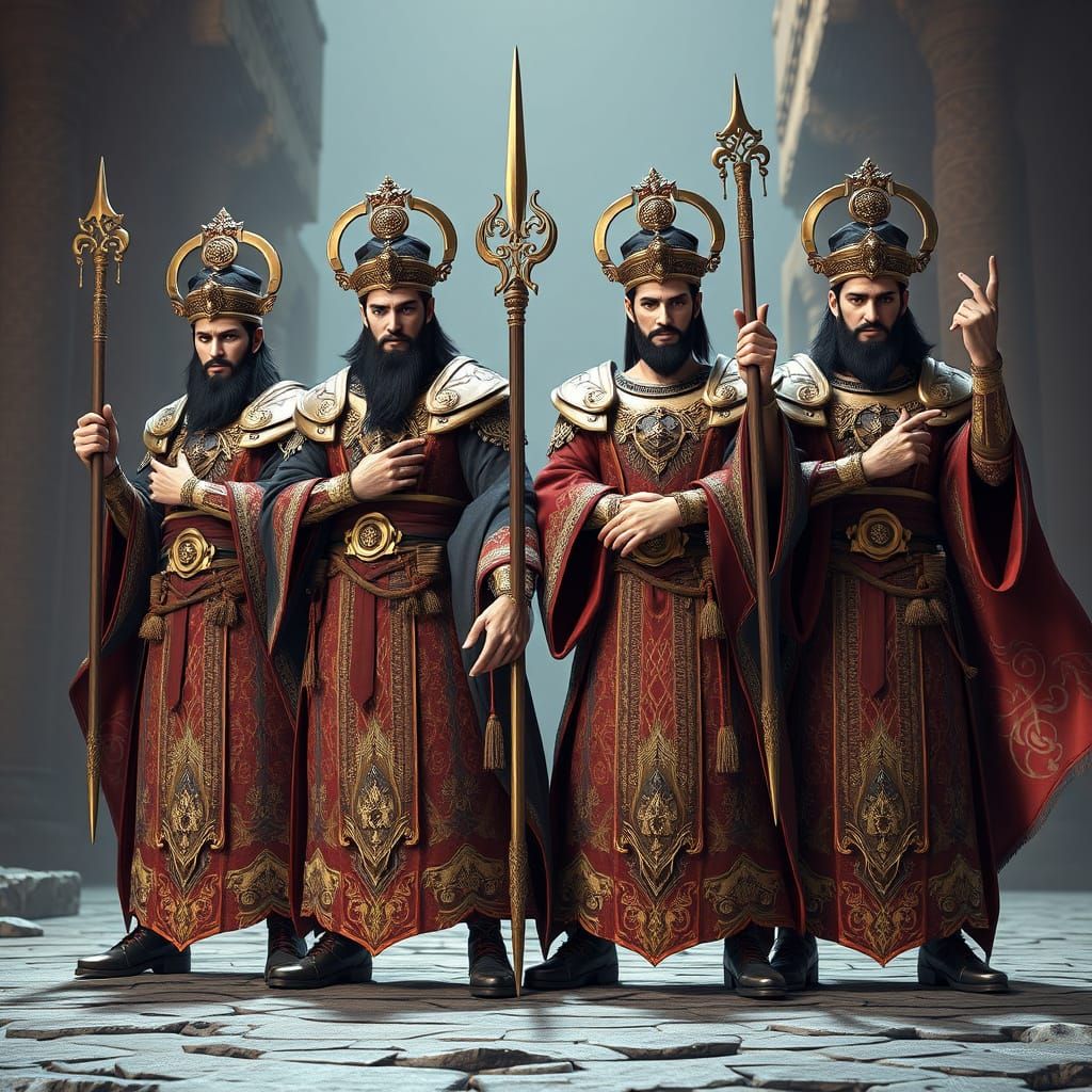 Four Judean Brothers in Epic Anime-Inspired Fantasy Scene
