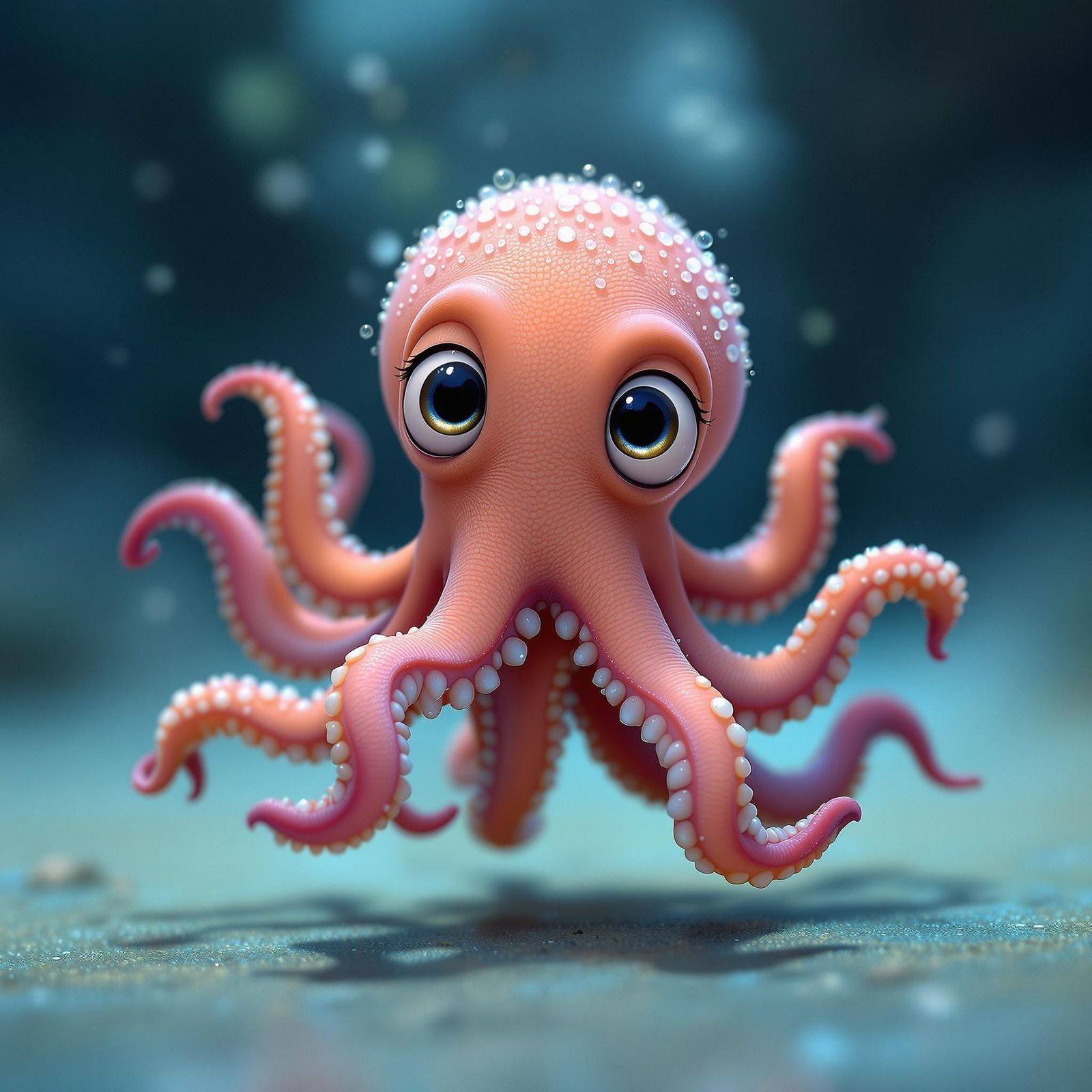 Cute Baby Octopus in Pixar Animation Style