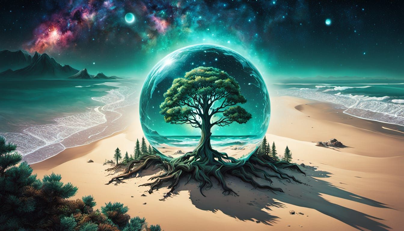 Cosmic Pine Tree Portal to Astral Flower of Life