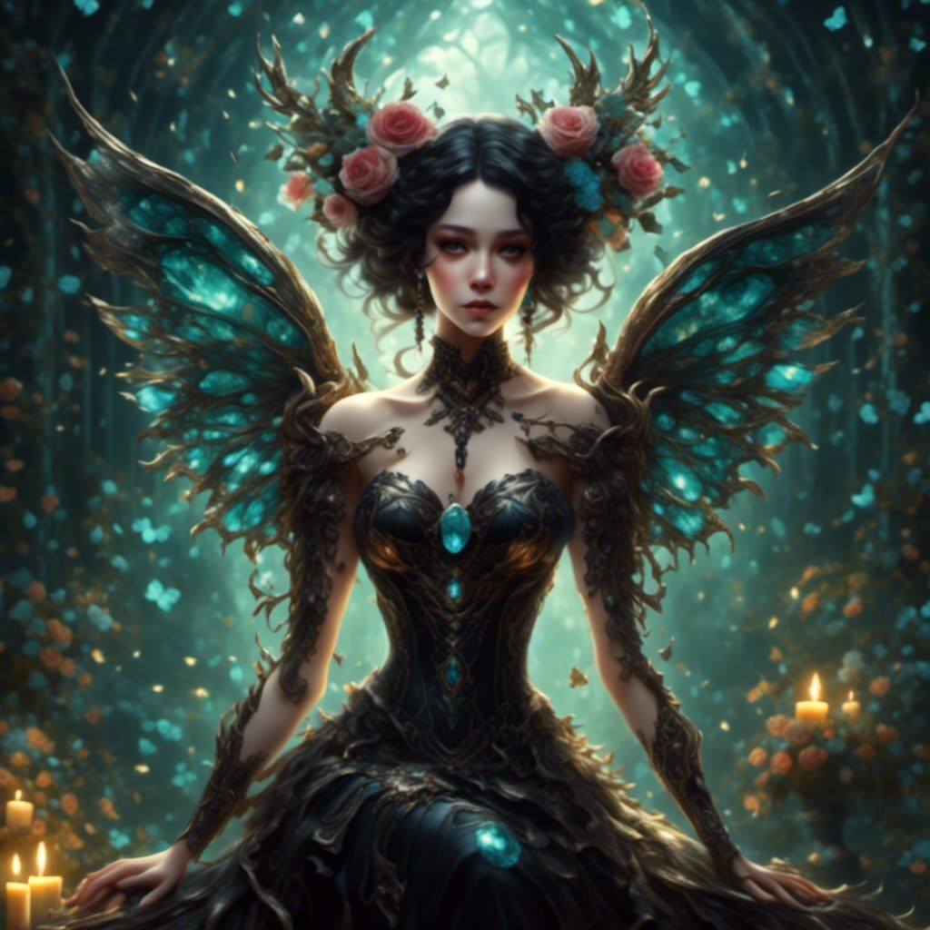 Heart of Earth Girl with Tree Elements and Wings