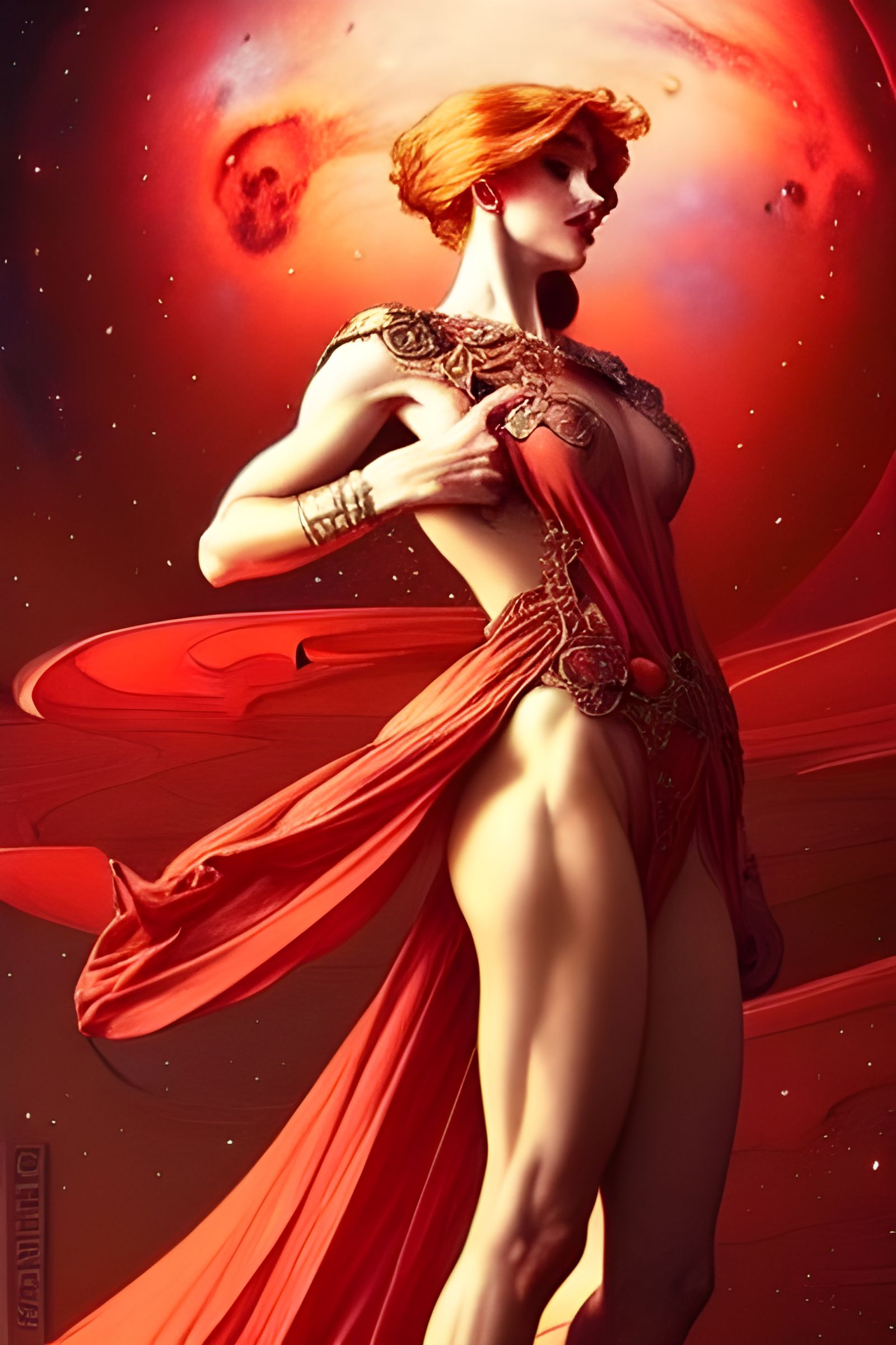 Baroque Mars in Red Tones with Intricate Details