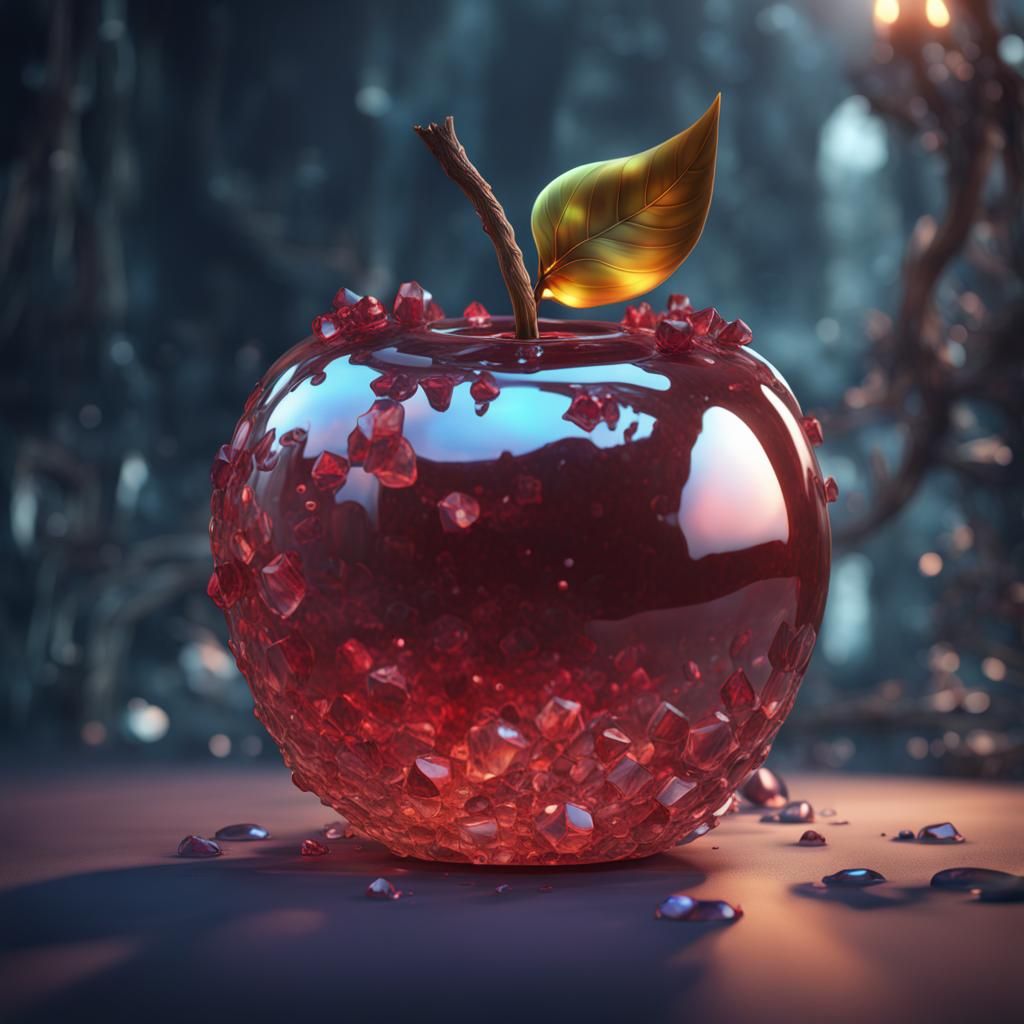 Beautiful Crystal Apple: Detailed Matte Painting