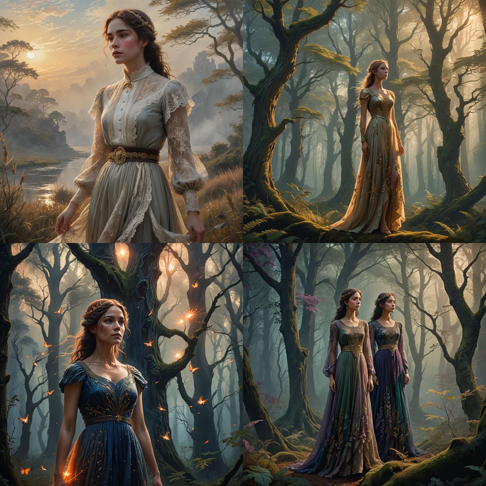 Empire Line Dress: Detailed Matte Painting in Deep Color