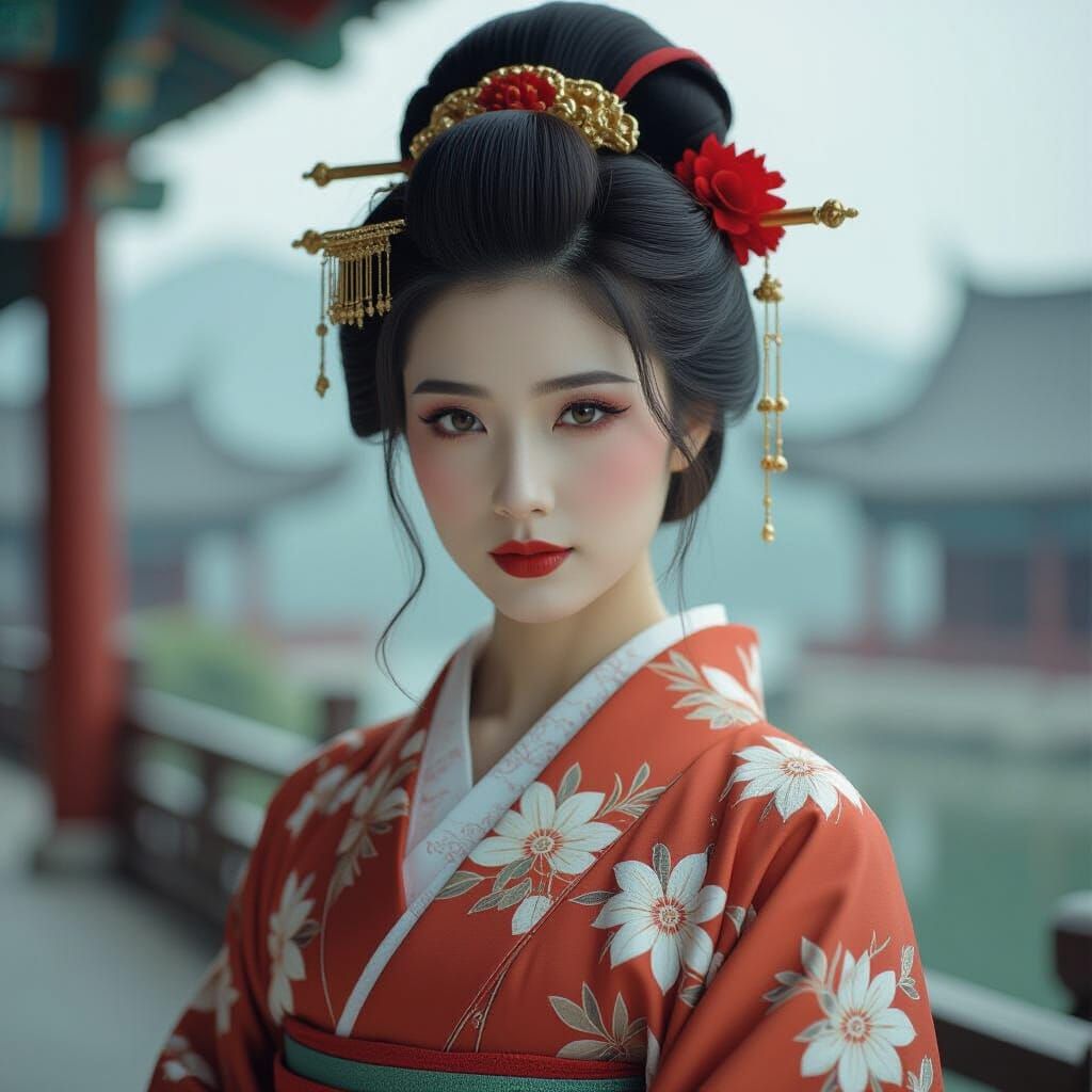 Cinematic Film Still of a Concubine