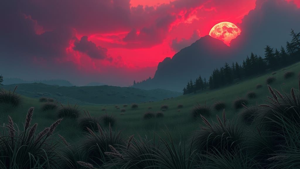 Eerie Grasslands Landscape Inspired by Junji Ito