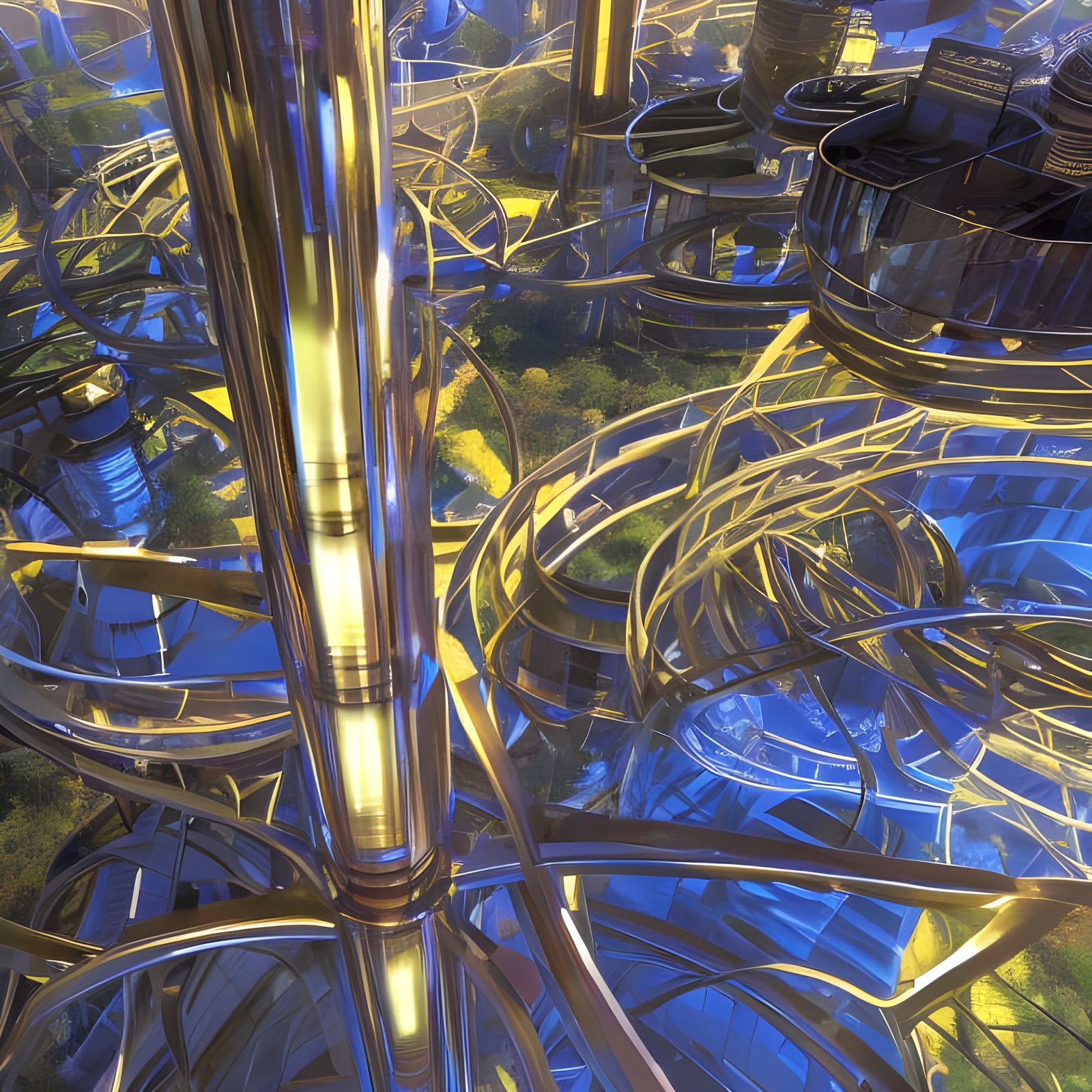 Futuristic Tower Dominates Old Western Town: 3D Rendering