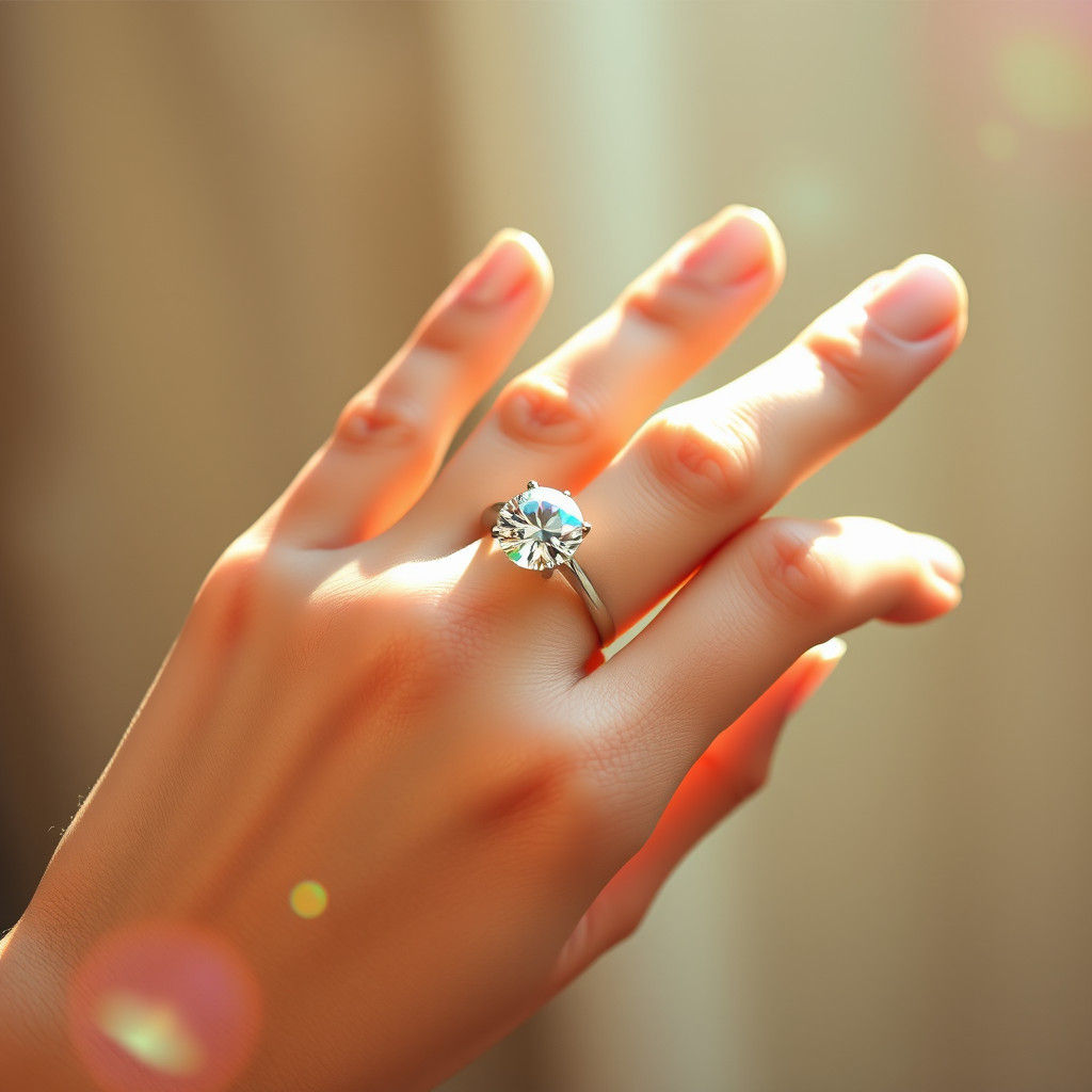 An elegant and feminine hand wearing a gorgeous shining diam...