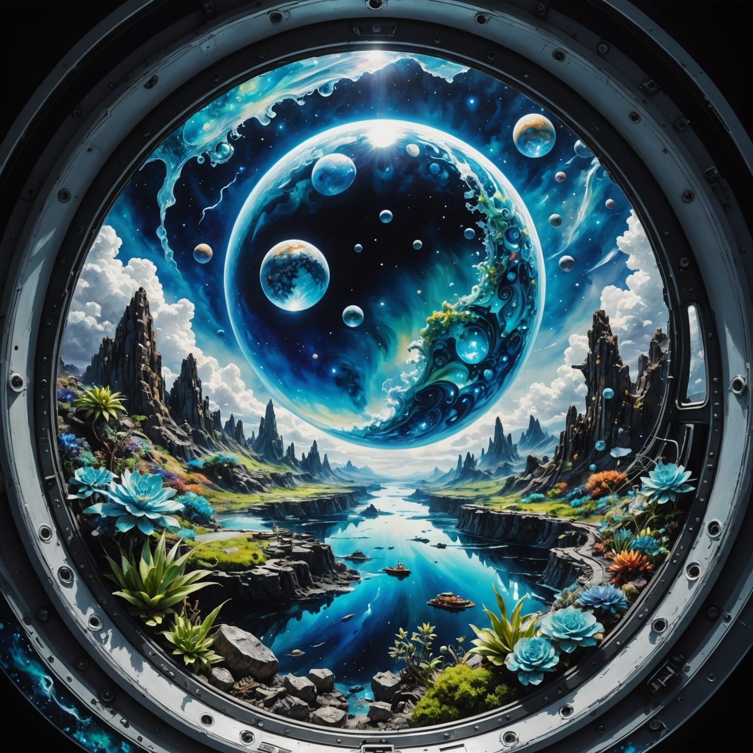 Starship Oasis in a Dreamy Celestial Realm