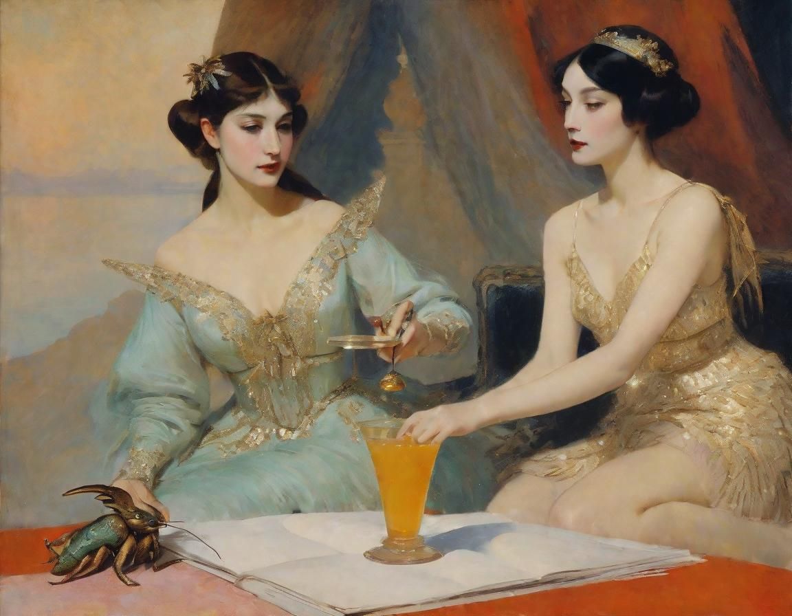 Daemons Discussing Diplomacy: A Degas-Inspired Scene