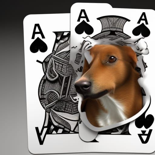 Dog Playing Cards on Farm, Toon Style