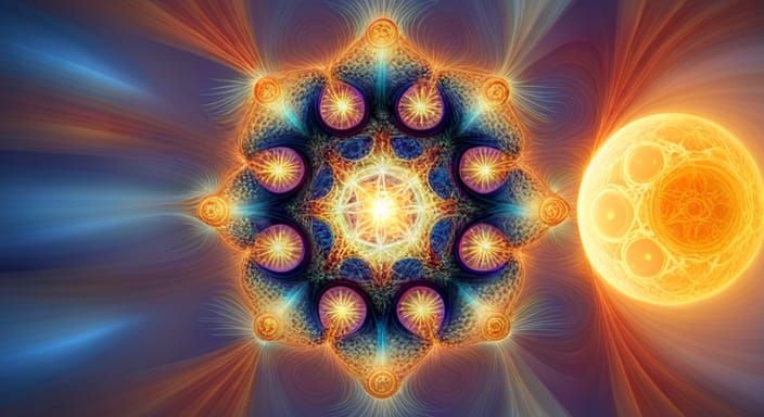 Crystalline Fractal with Protective Sigils and Moon Energies