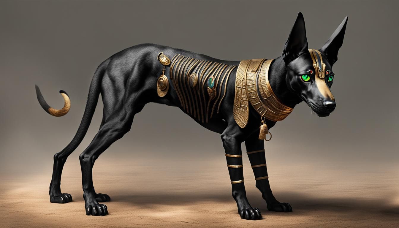 Scary Egyptian Anubis Hound with Unique Eyes
