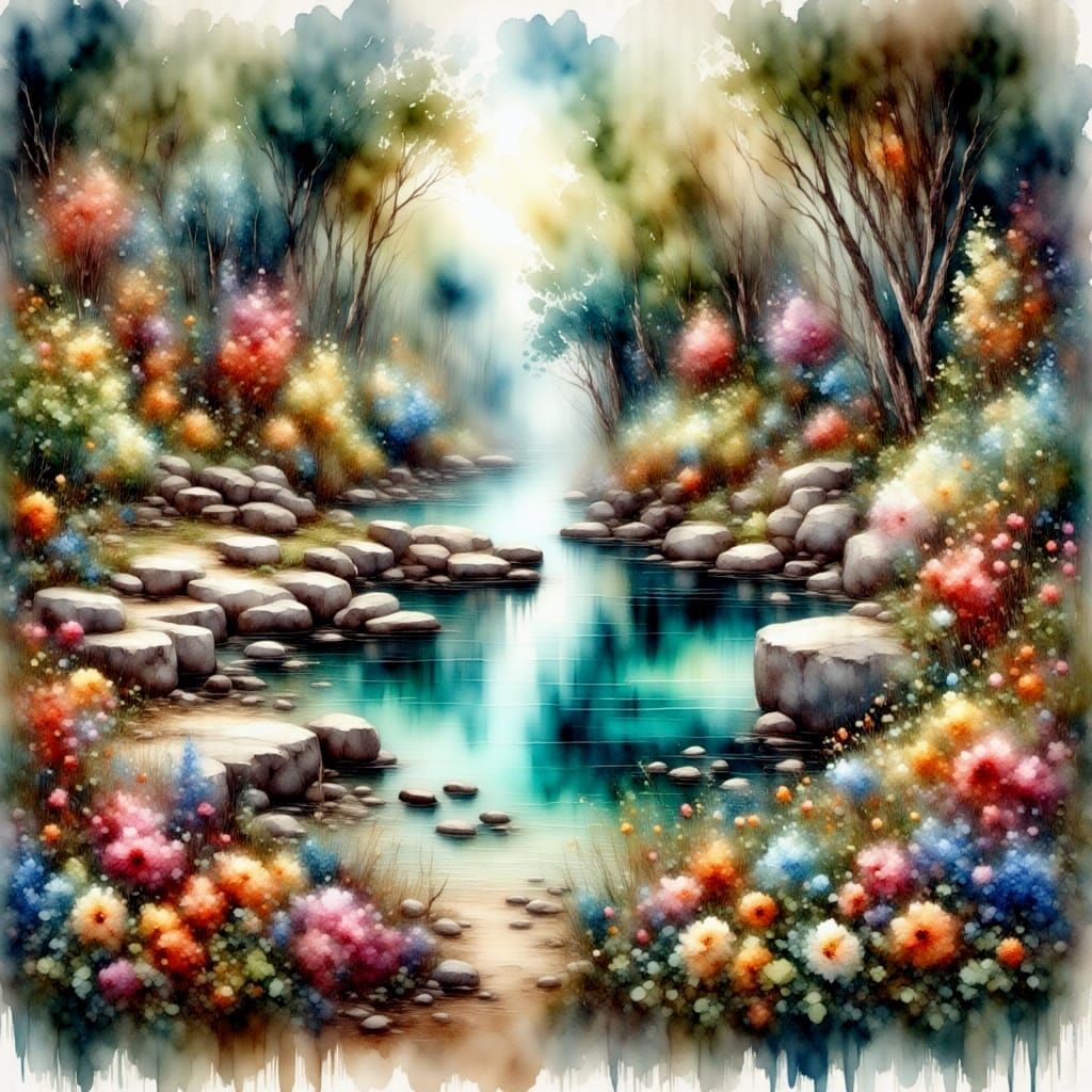 Secret Cove in Watercolor With Painterly Effects
