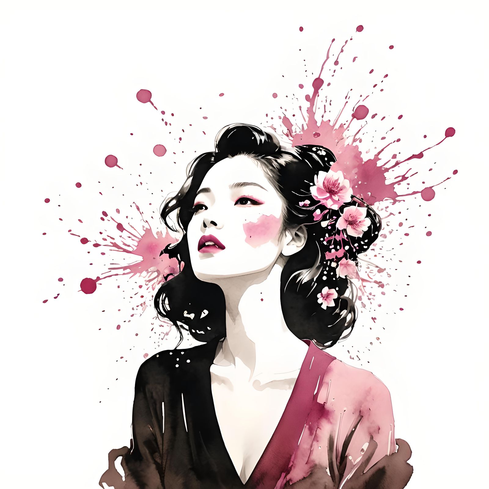 Sumi-e Heart in Pop Art Style, 8K Resolution