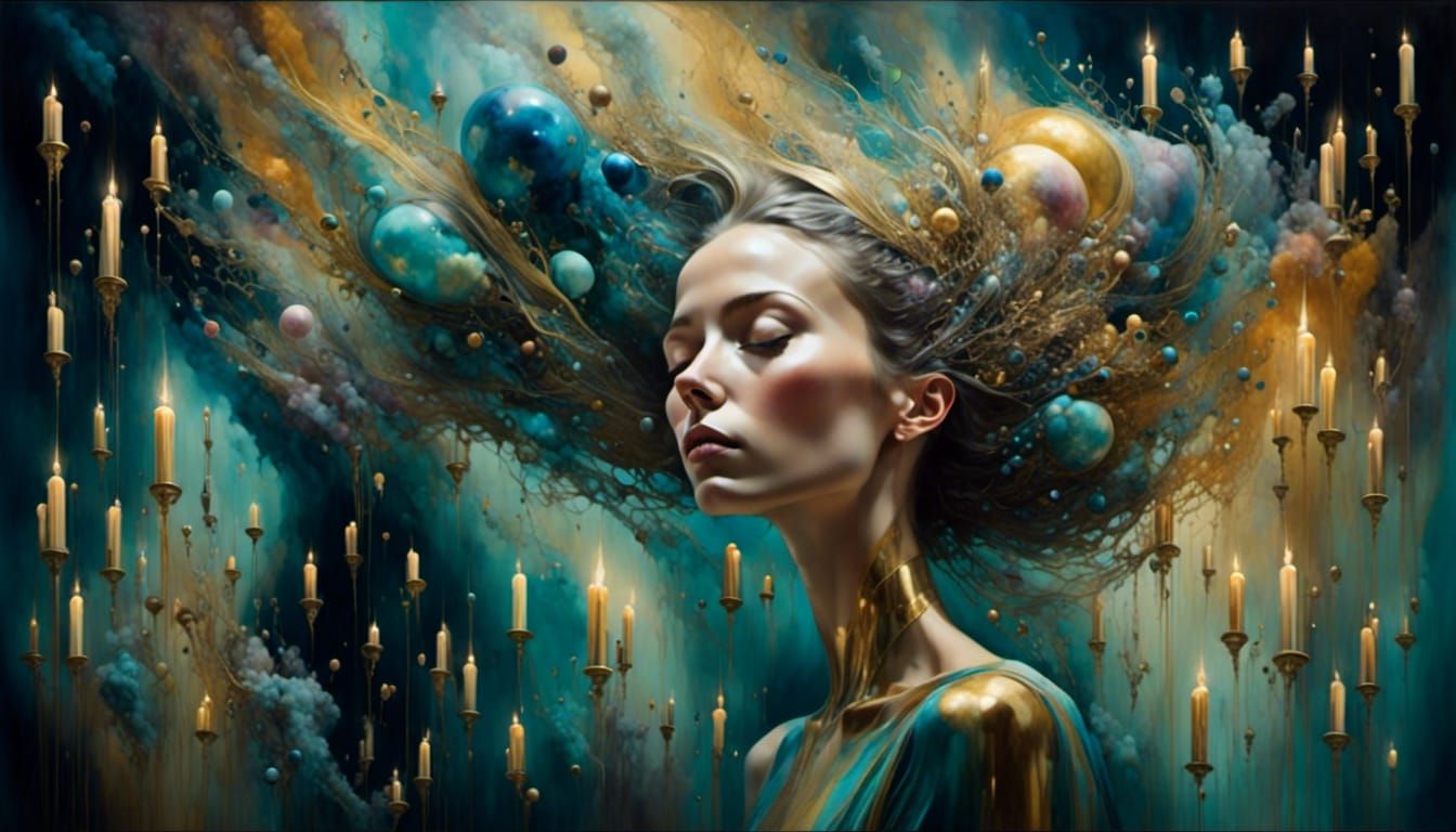 Celestial Woman Portrait in Dreamy Surrealism