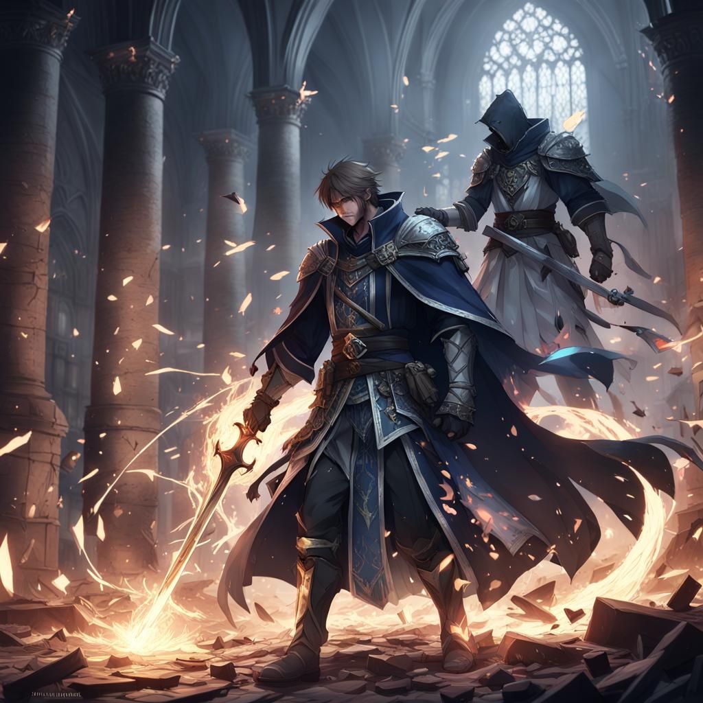 Sir Alaric Defeats Dark Sorcerer: 3D Anime Art