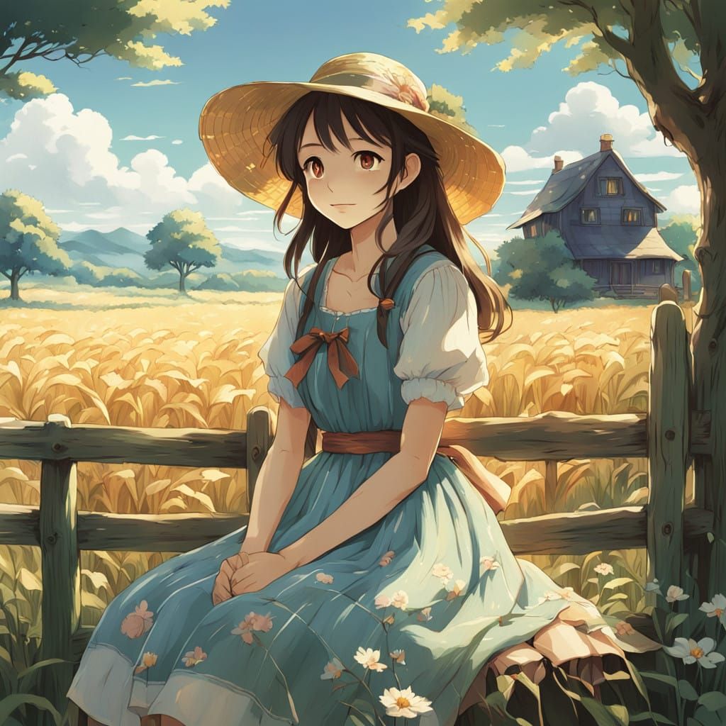 Serene Summer Countryside Girl