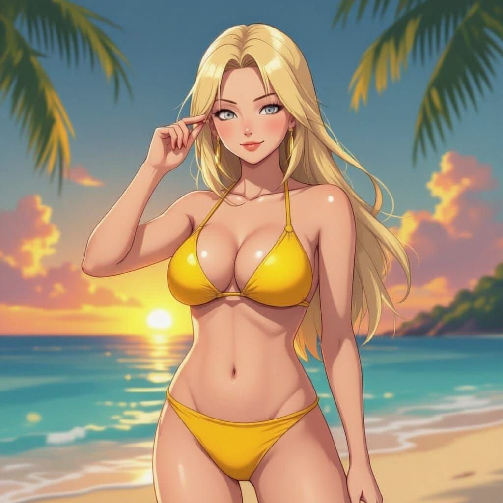 Tsunade in Bikini Beach Scene