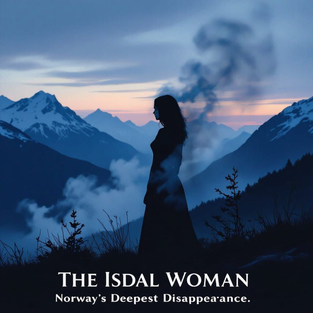 Misty Norwegian Mountains at Dusk with Fading Silhouette