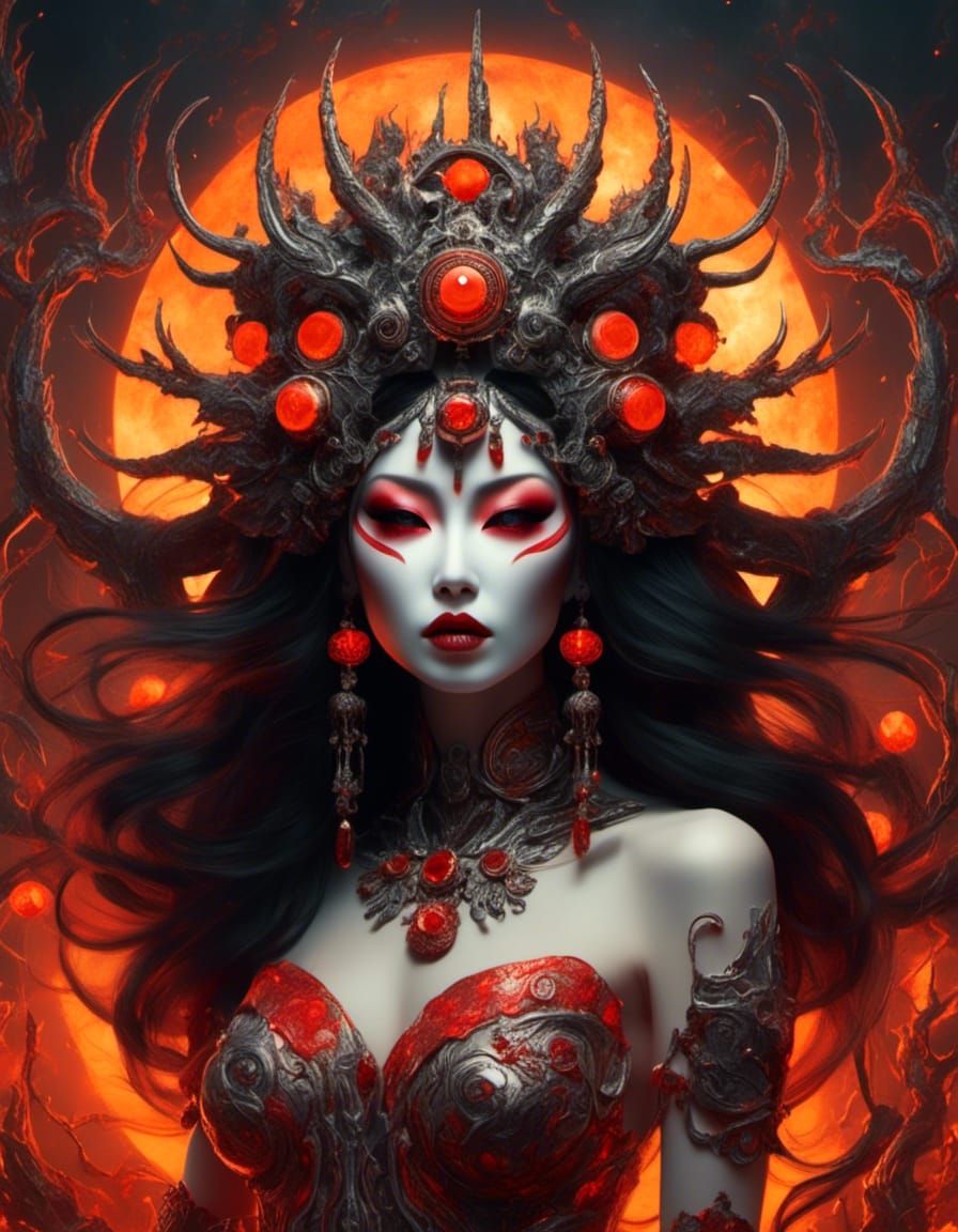 Amaterasu: Sinister Japanese Sun Goddess in Rutkowski Style