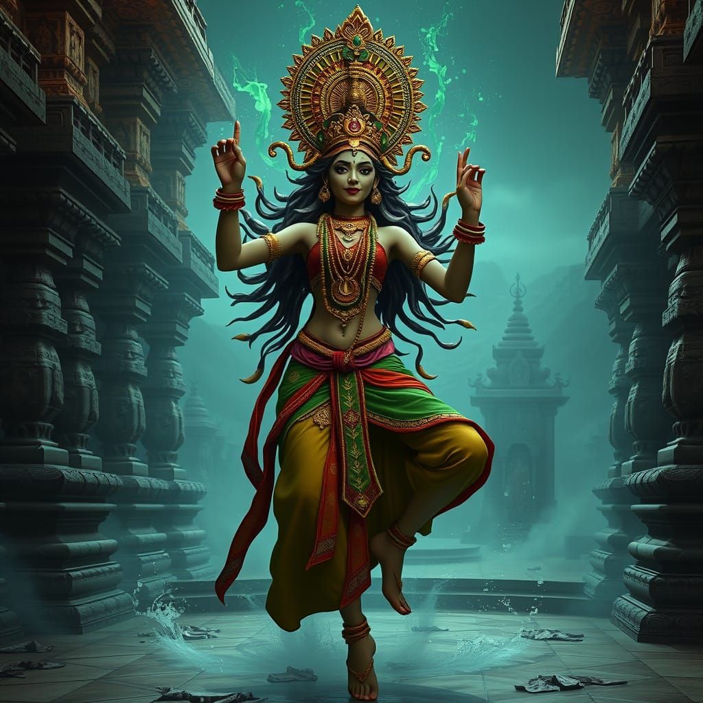 Mystical Green Tara in Khajuraho Temple