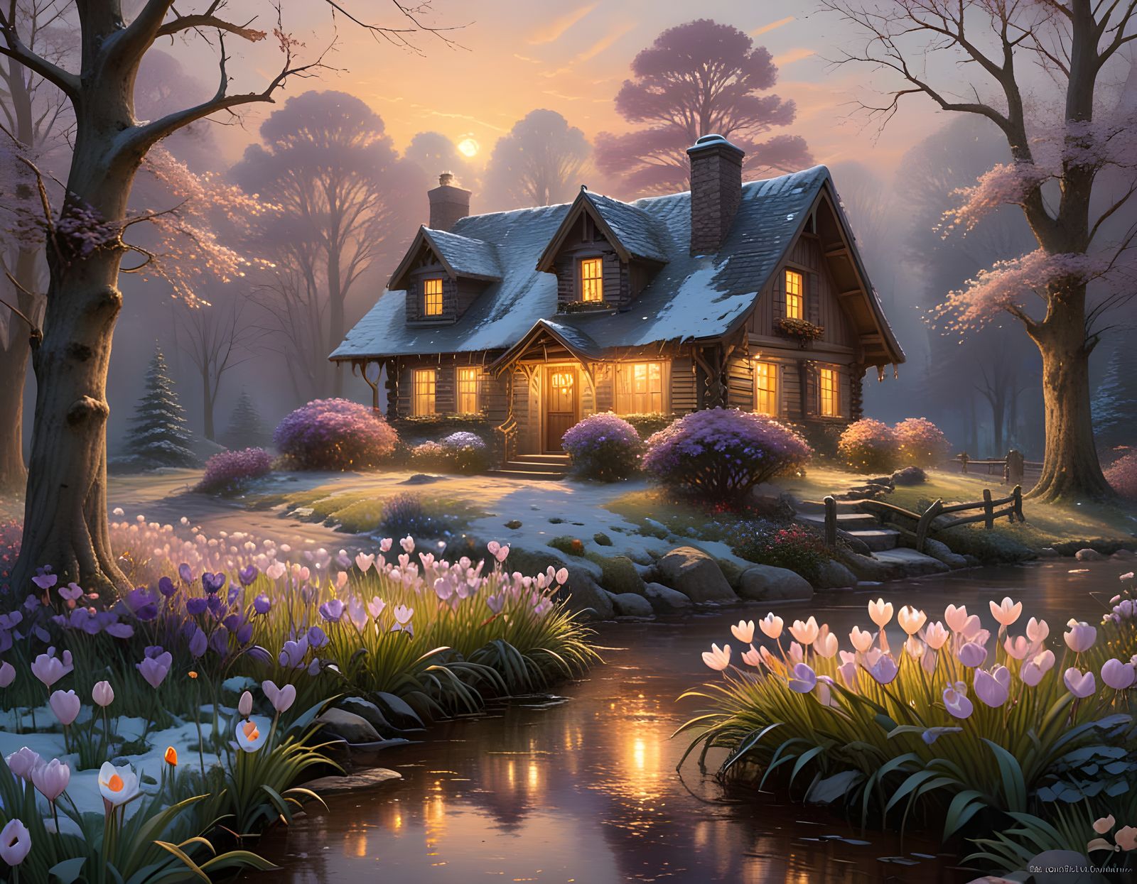 Ethereal Sunrise Blooms Amidst Winter's Gentle Grip