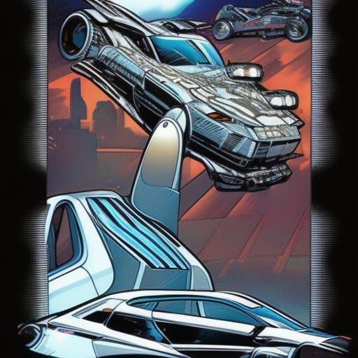 Futuristic Car in Comic Book Art Style