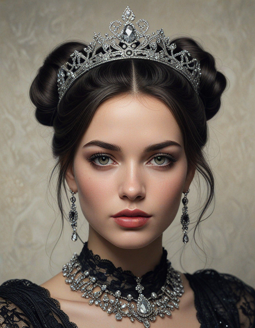 Gothic Princess in Earth-Toned Oil Painting Style