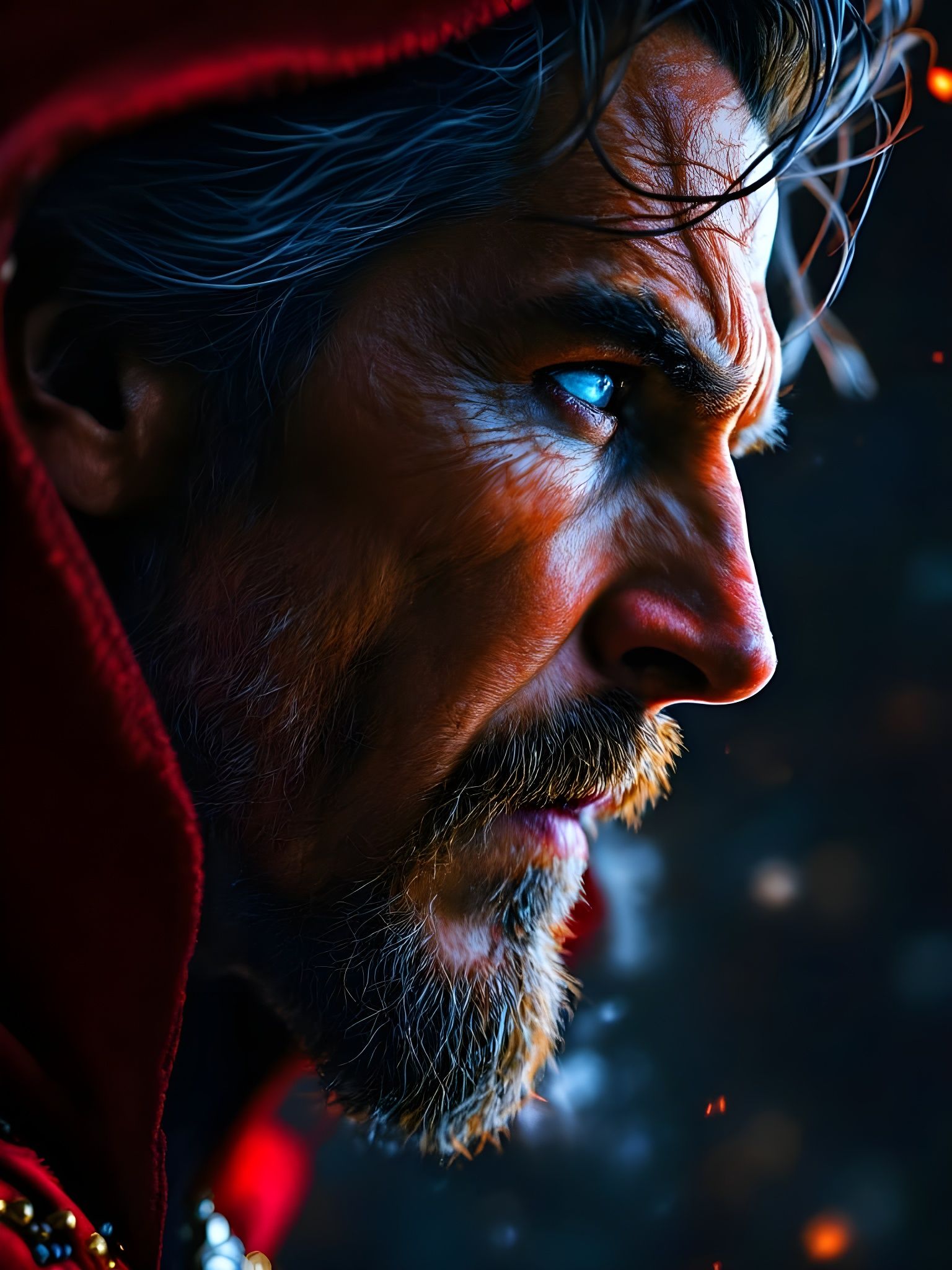 Ethereal Doctor Strange Portrayal in a Baroque-Inspired Mast...