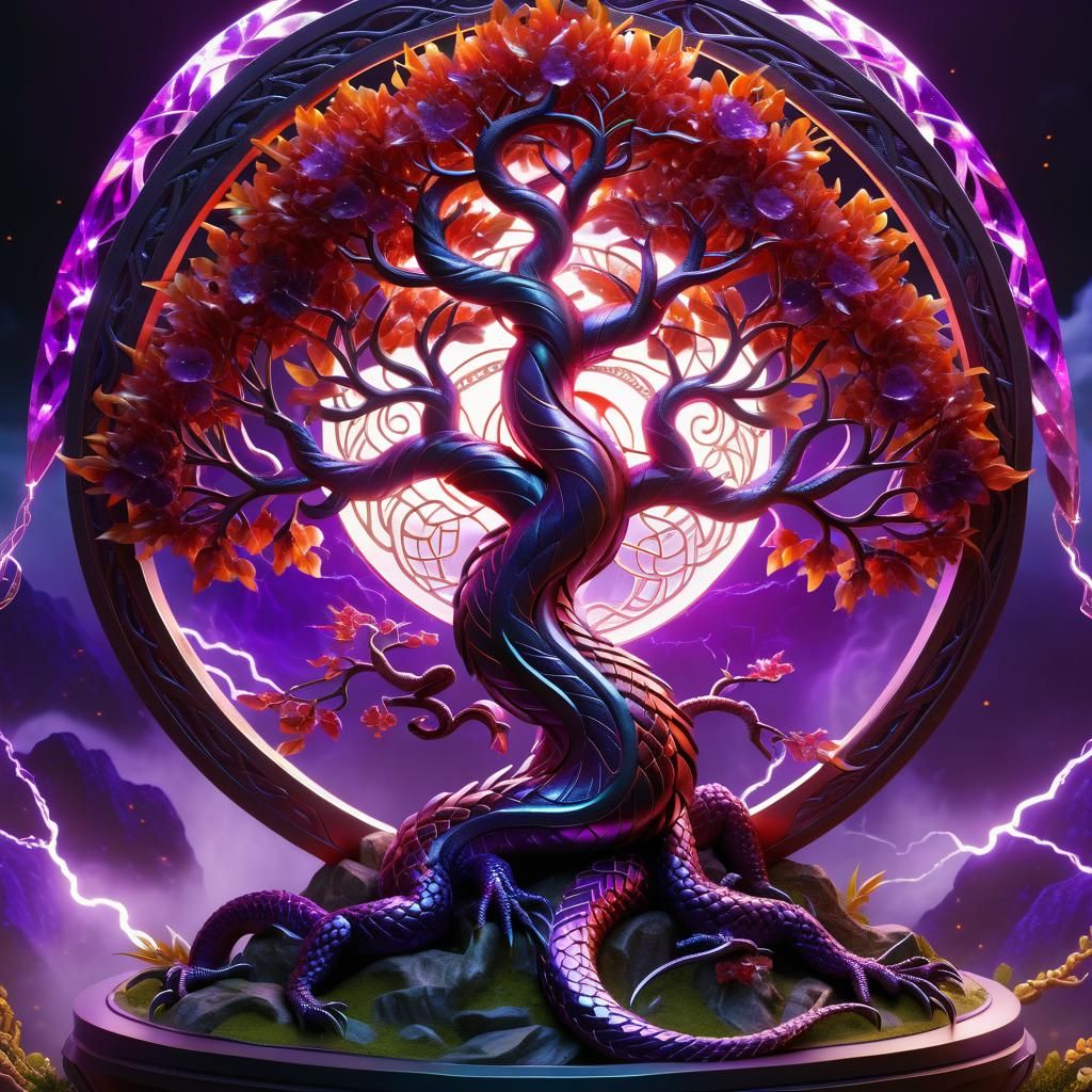 Celtic Tree of Life with Amethyst Dragon