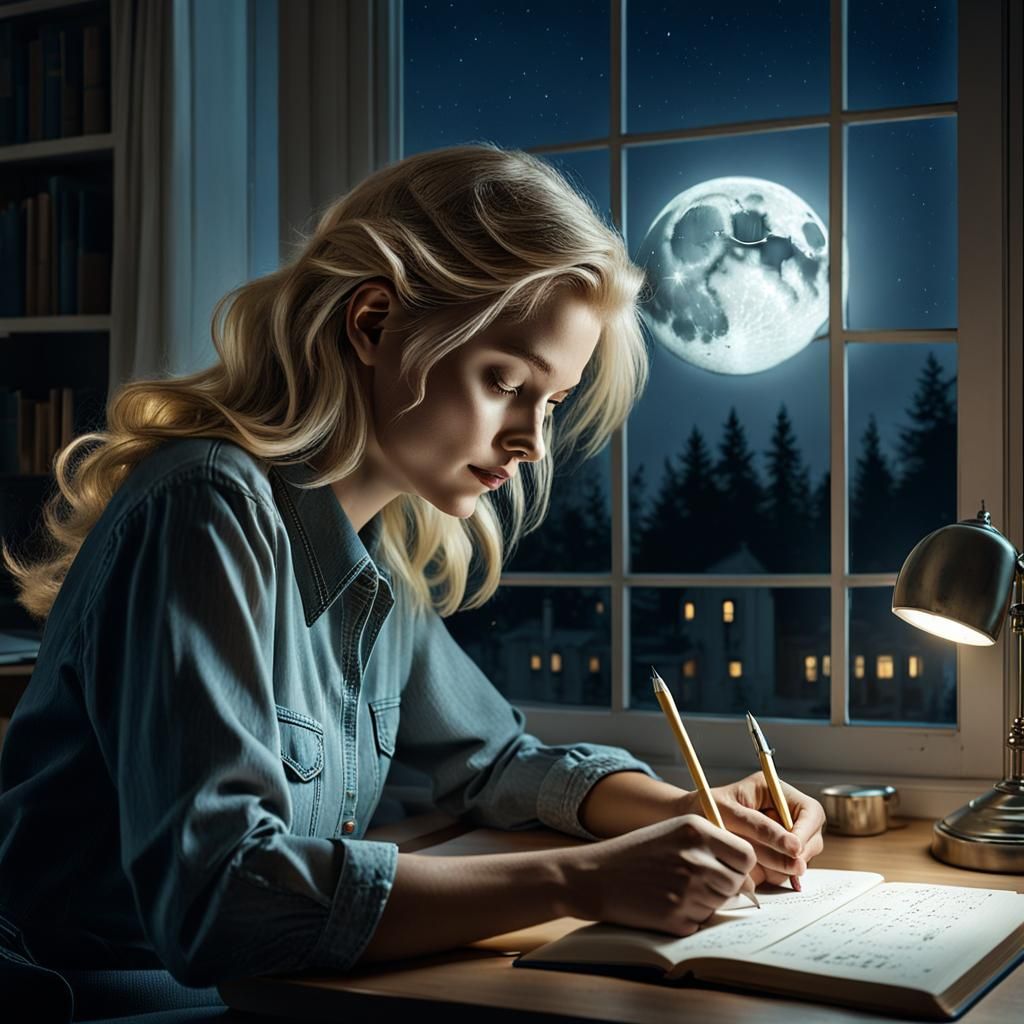 Woman writing in a book